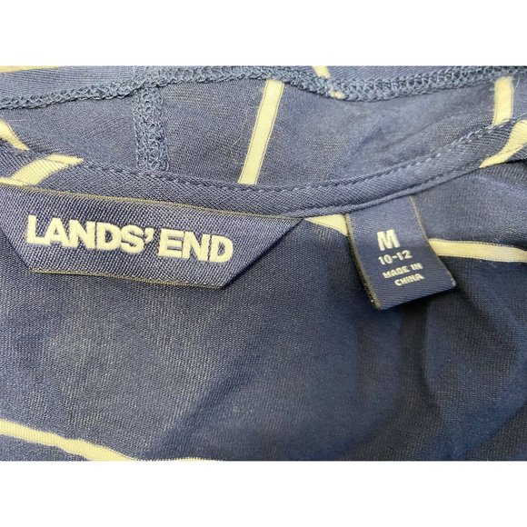 Lands End Womens Cardigan Long Sleeve Navy Blue/White Stripe Open Front Size M - Picture 4 of 8